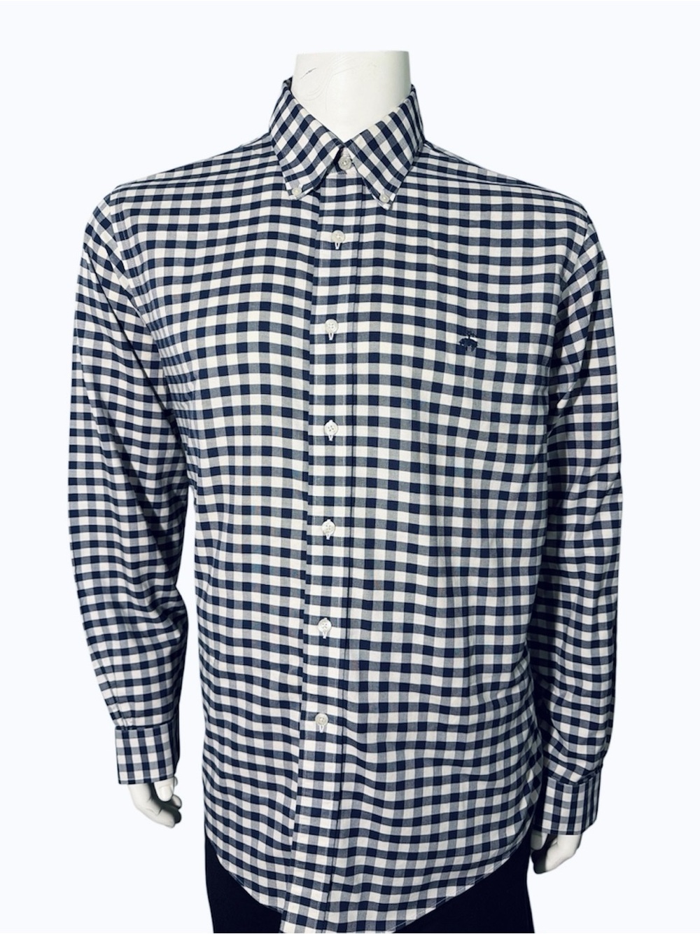 Brooks Brothers Navy and White Gingham Button-Down Shirt